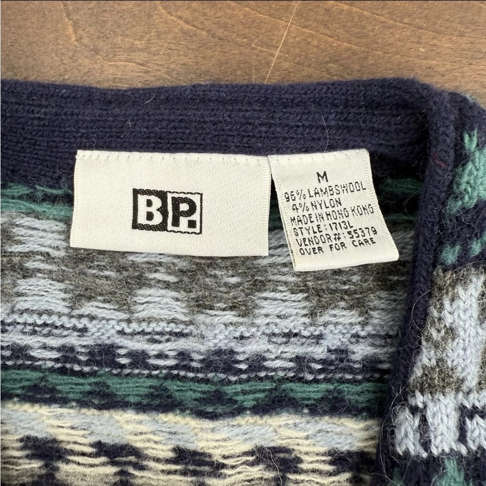 Vintage BP Nordstrom Sweater Vest Fair Isle Multi Striped Lambswool Medium - Picture 3 of 8